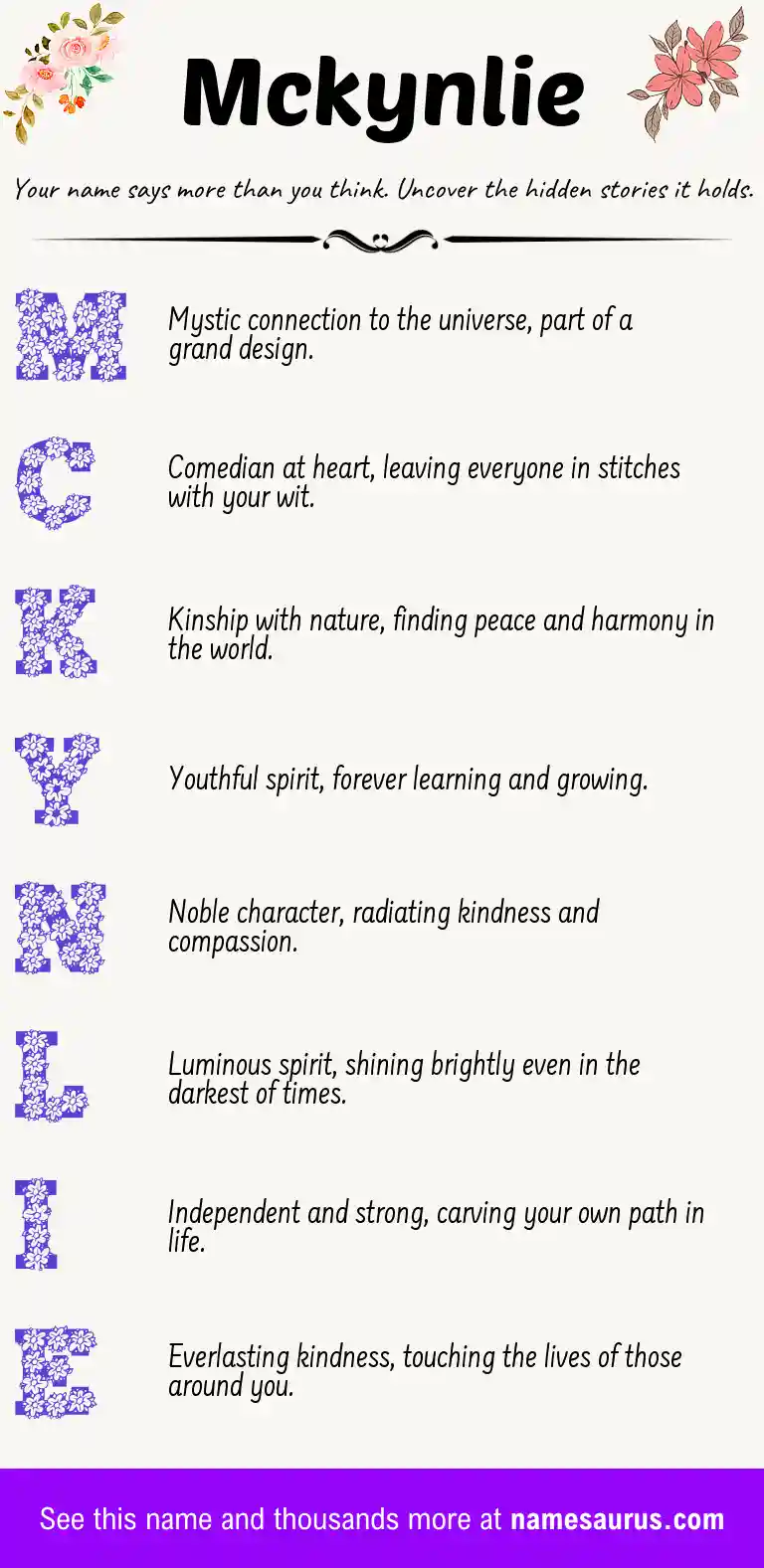 Acrostic poem about Mckynlie.