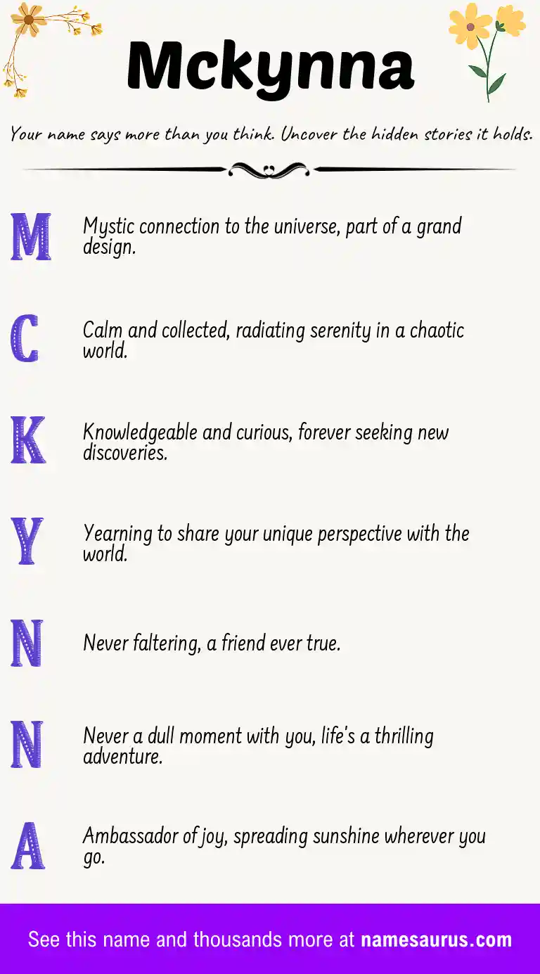 Acrostic poem about Mckynna.