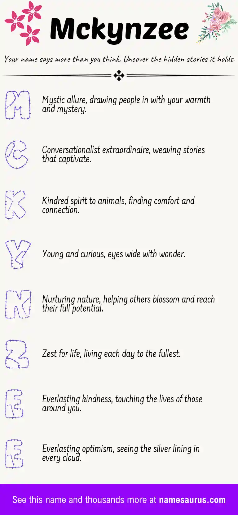 Acrostic poem about Mckynzee.