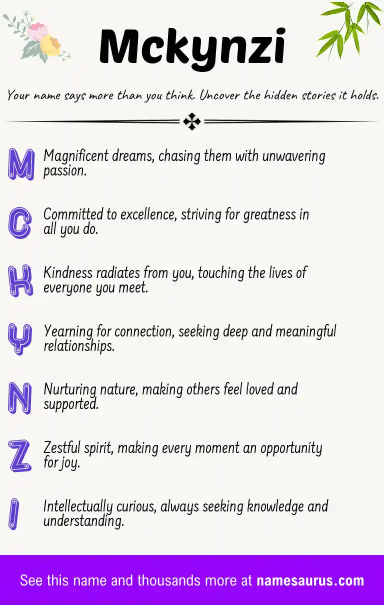 Acrostic poem about Mckynzi.
