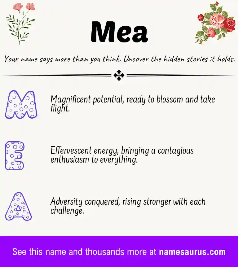 Acrostic poem about Mea.