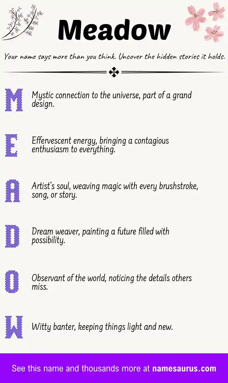 Acrostic poem about Meadow.