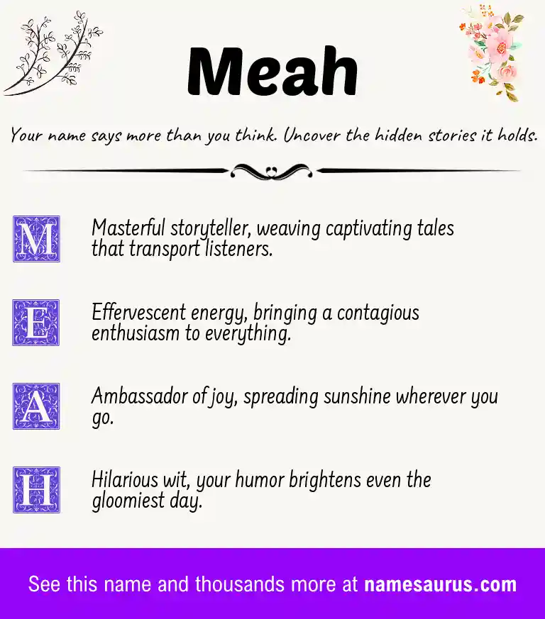 Acrostic poem about Meah.