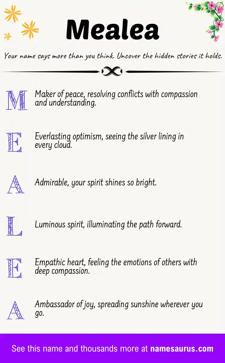 Acrostic poem about Mealea.