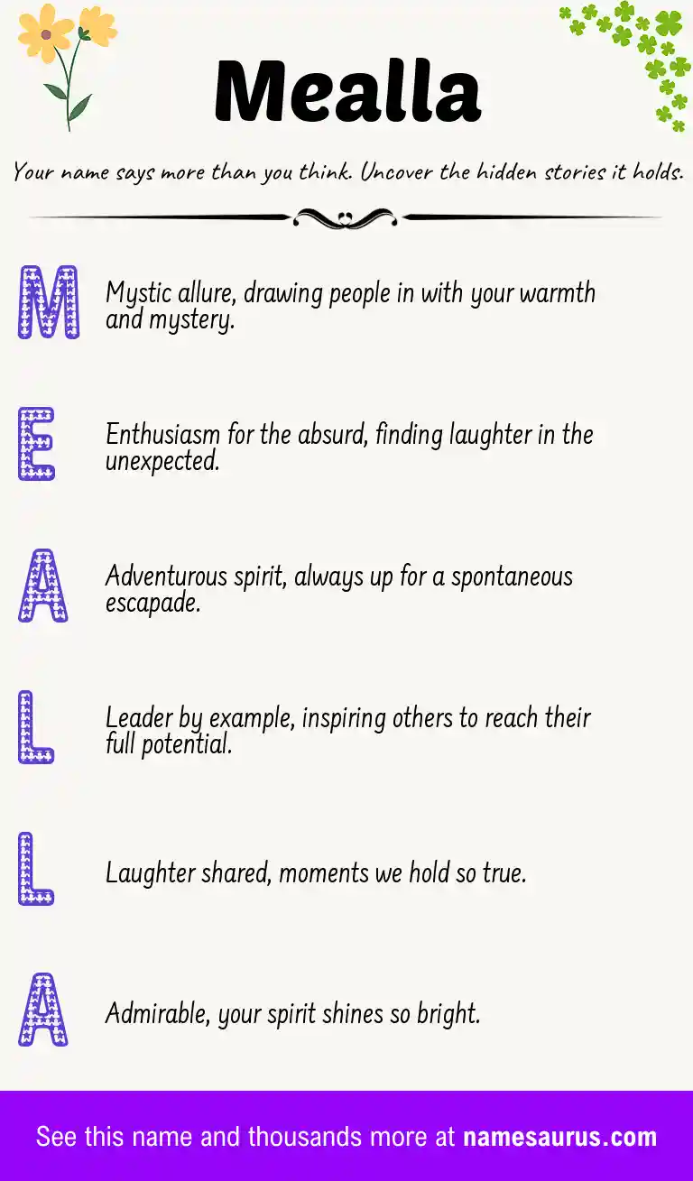 Acrostic poem about Mealla.