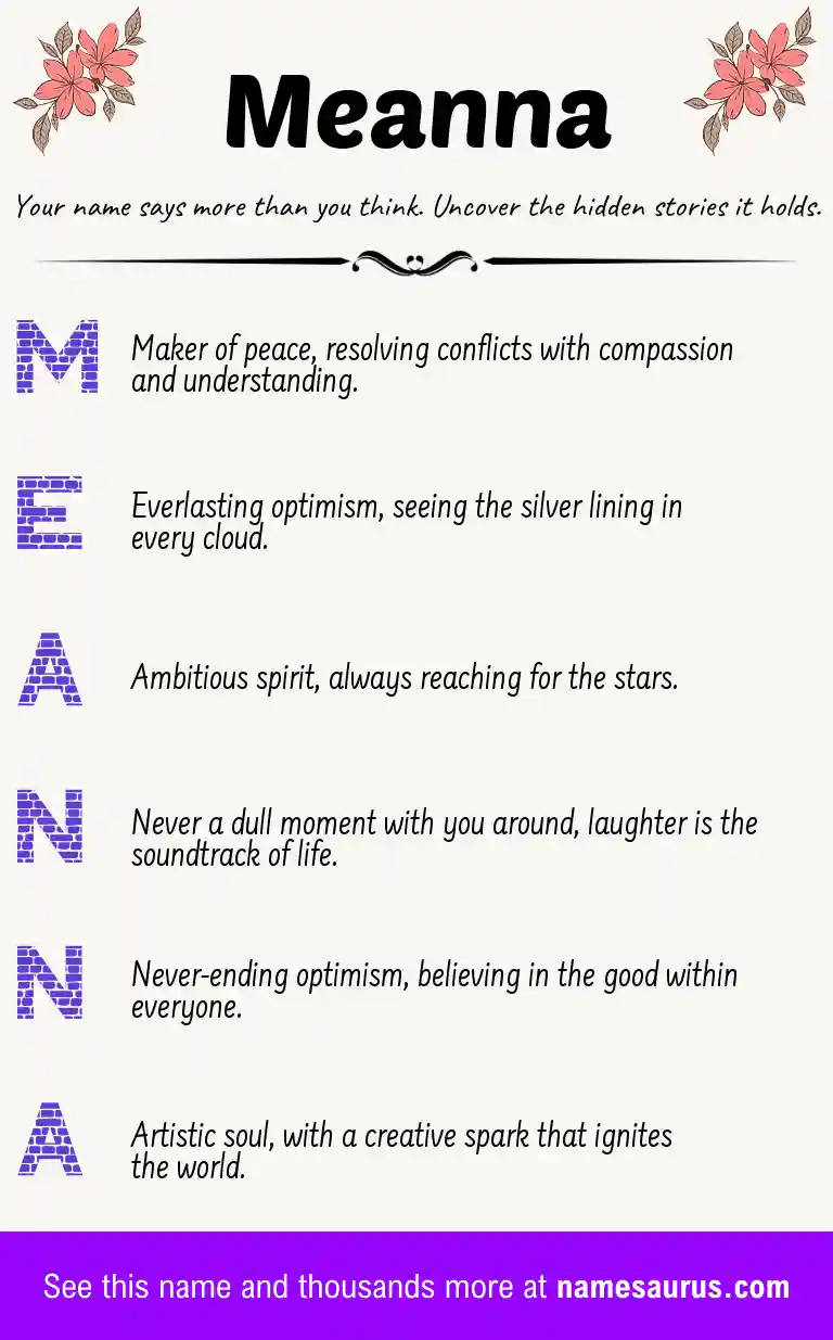 Acrostic poem about Meanna.