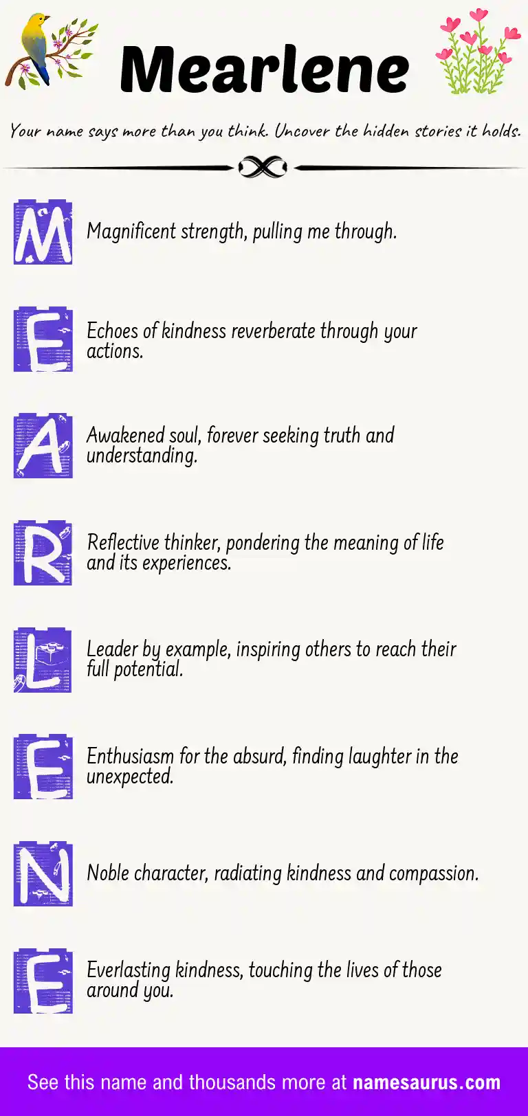 Acrostic poem about Mearlene.