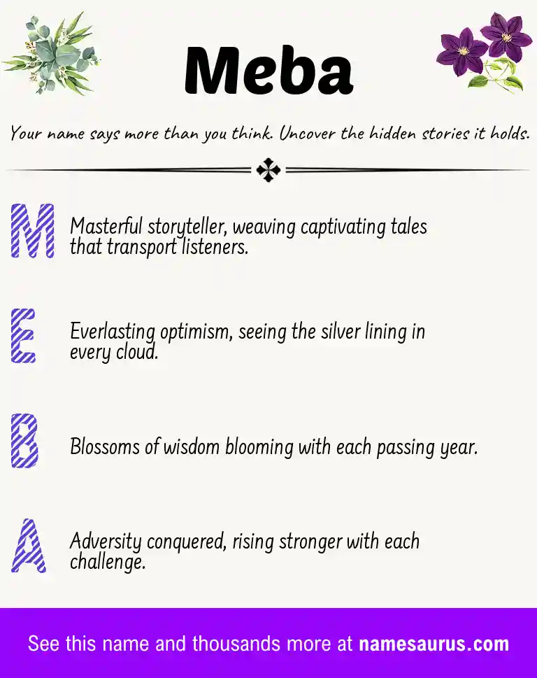 Acrostic poem about Meba.