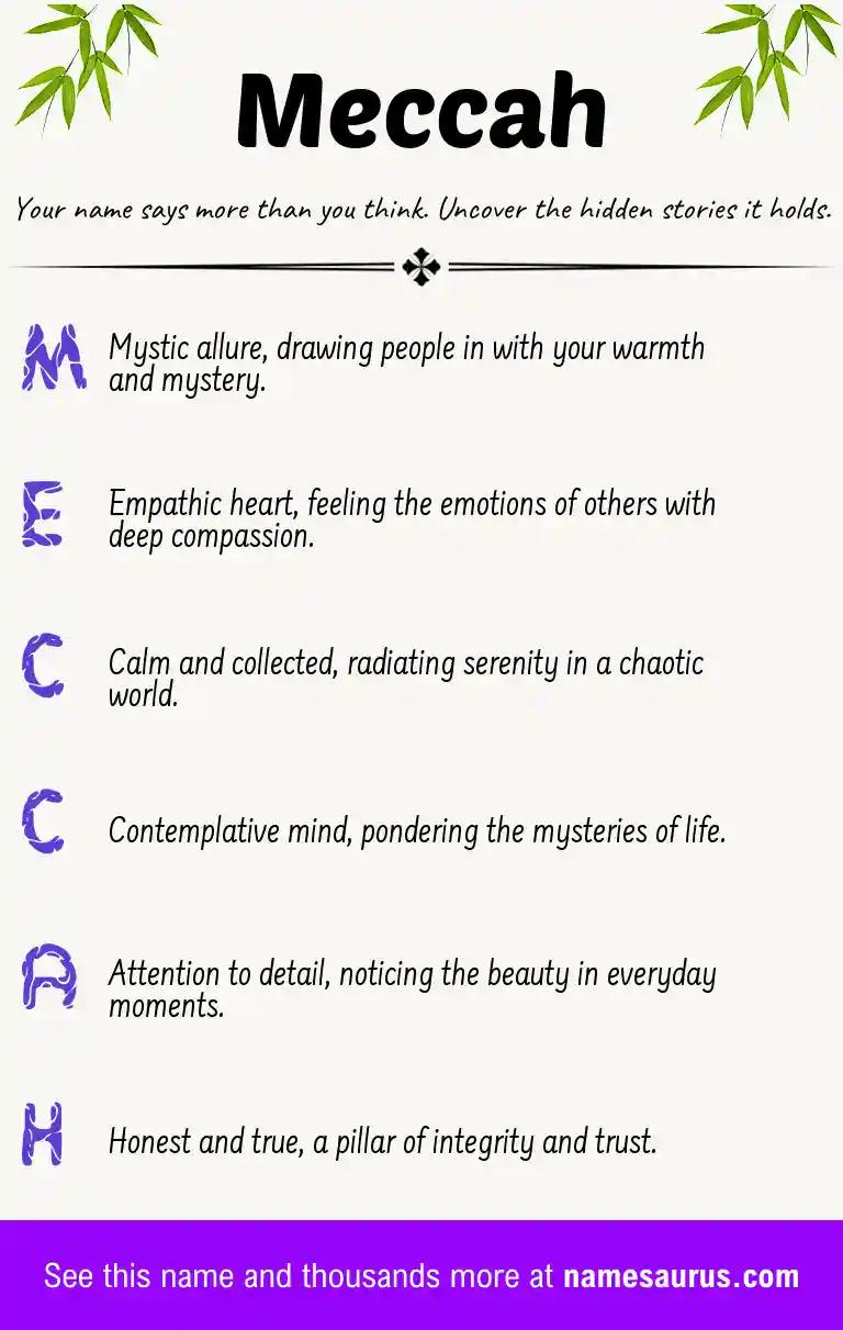 Acrostic poem about Meccah.