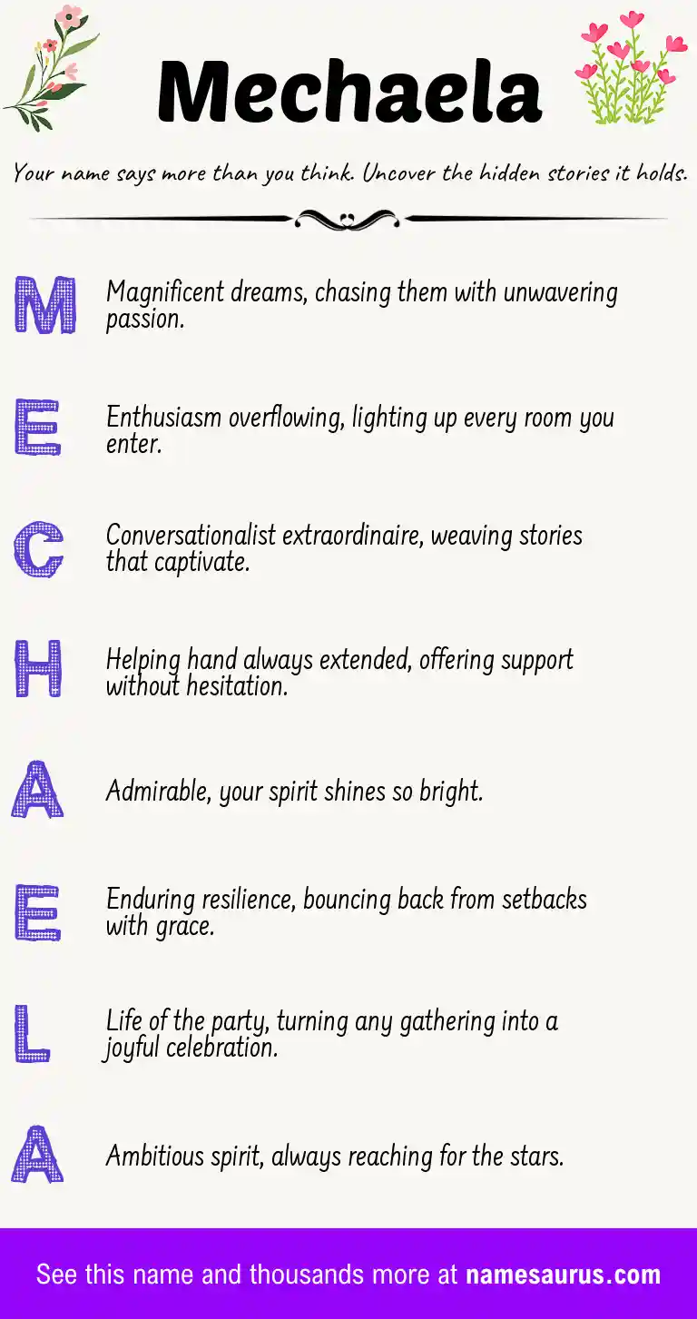 Acrostic poem about Mechaela.