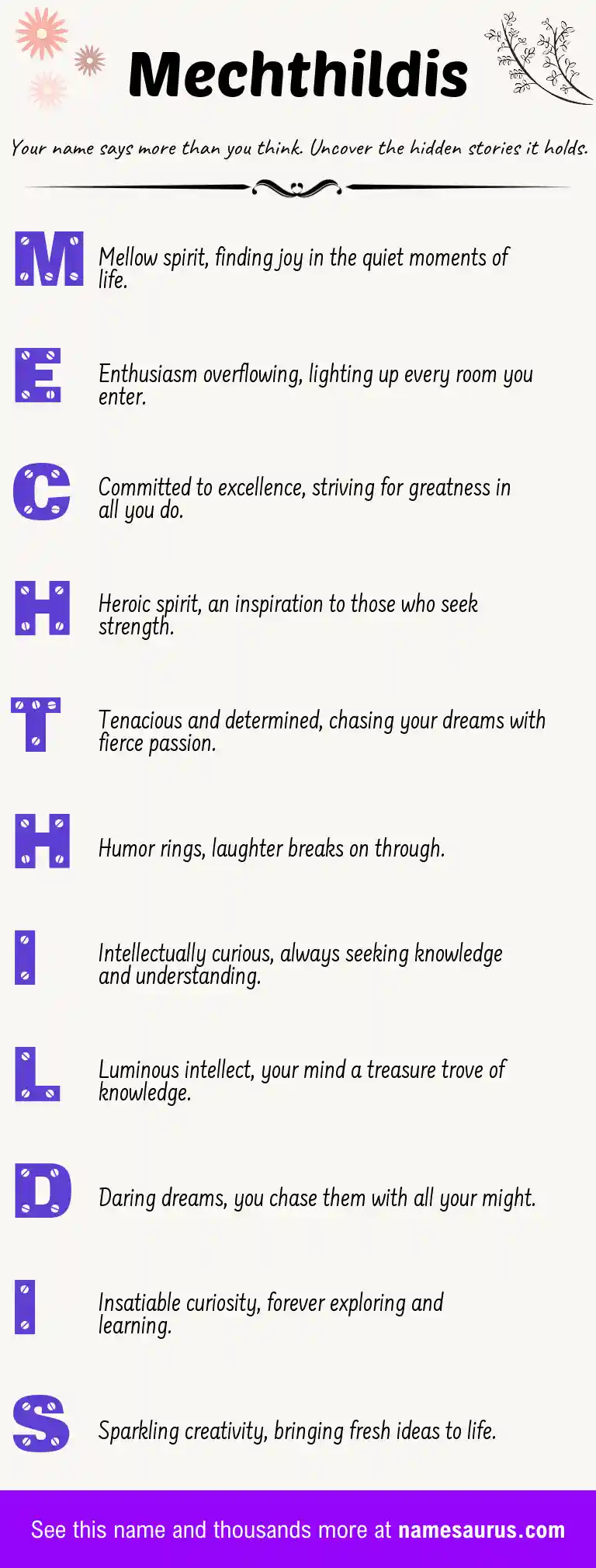 Acrostic poem about Mechthildis.