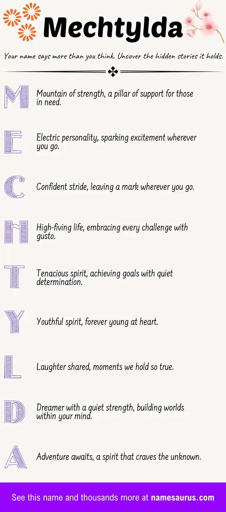 Acrostic poem about Mechtylda.