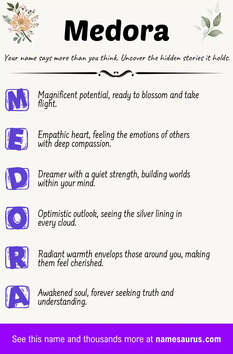 Acrostic poem about Medora.