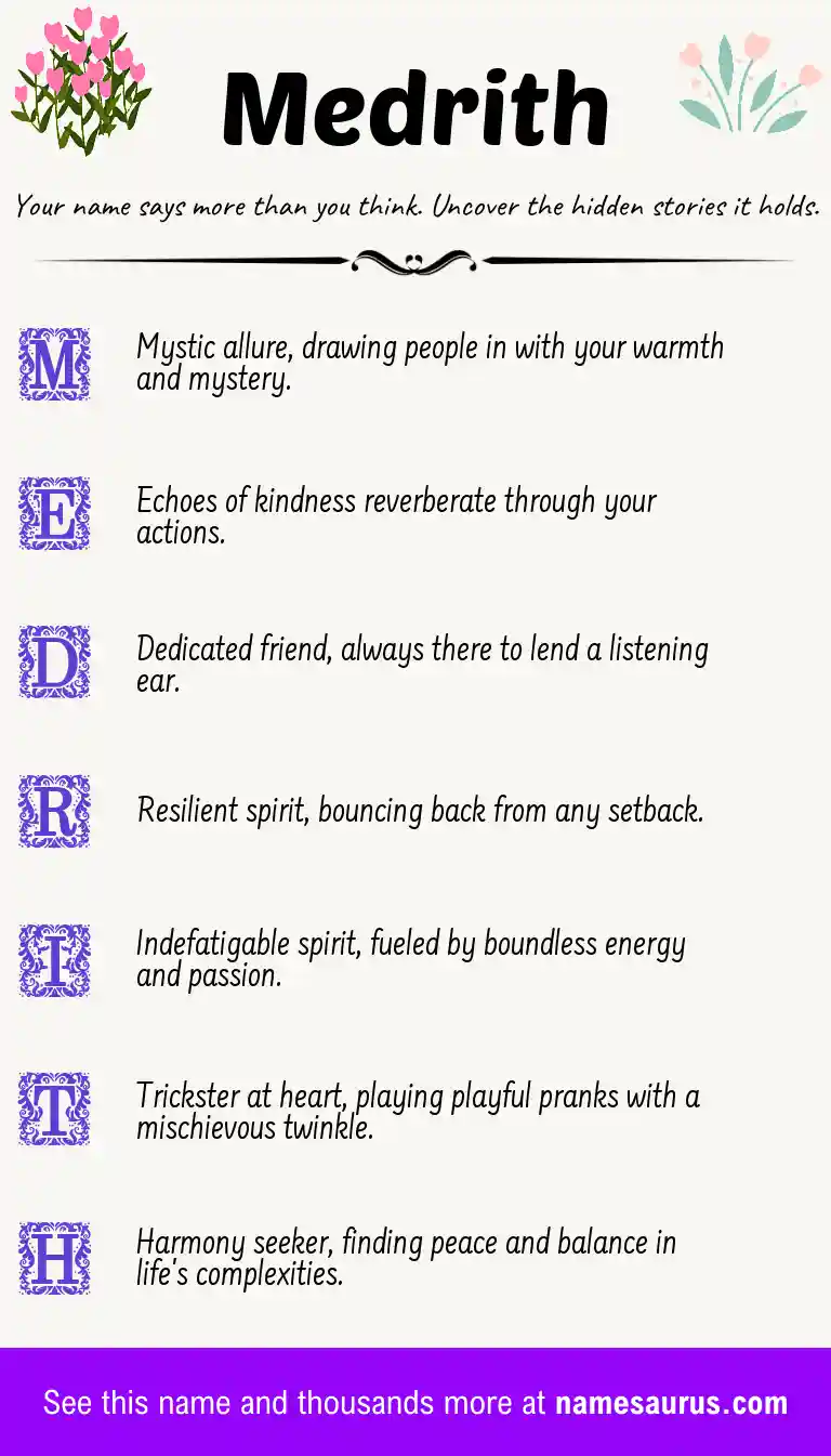 Acrostic poem about Medrith.