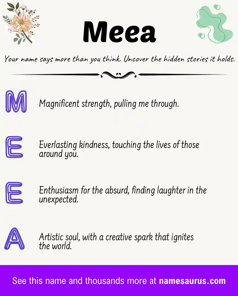 Acrostic poem about Meea.