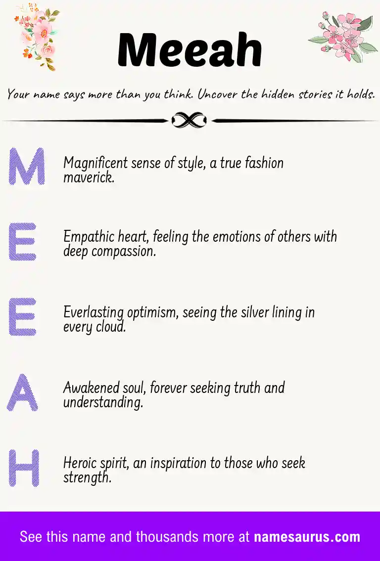 Acrostic poem about Meeah.