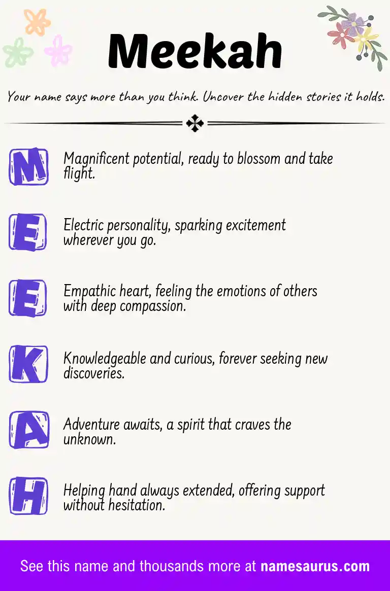 Acrostic poem about Meekah.