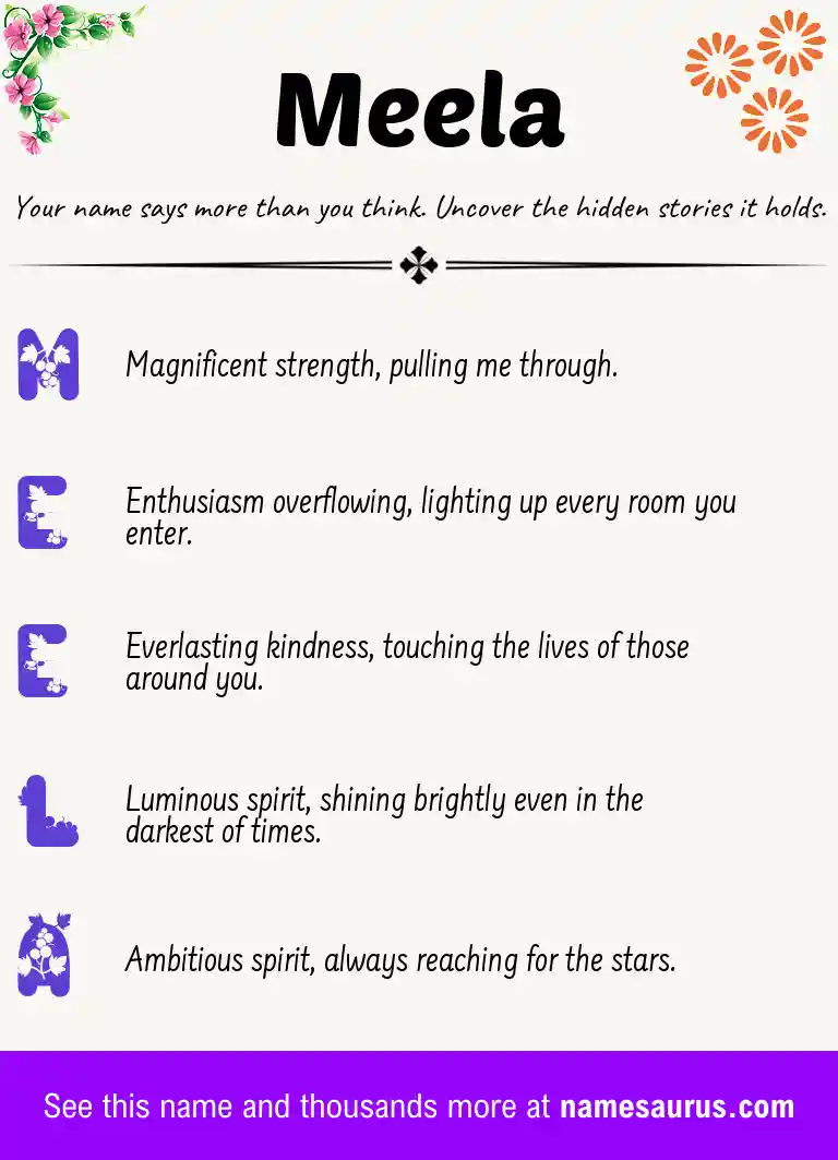 Acrostic poem about Meela.