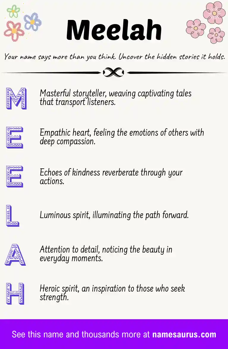 Acrostic poem about Meelah.