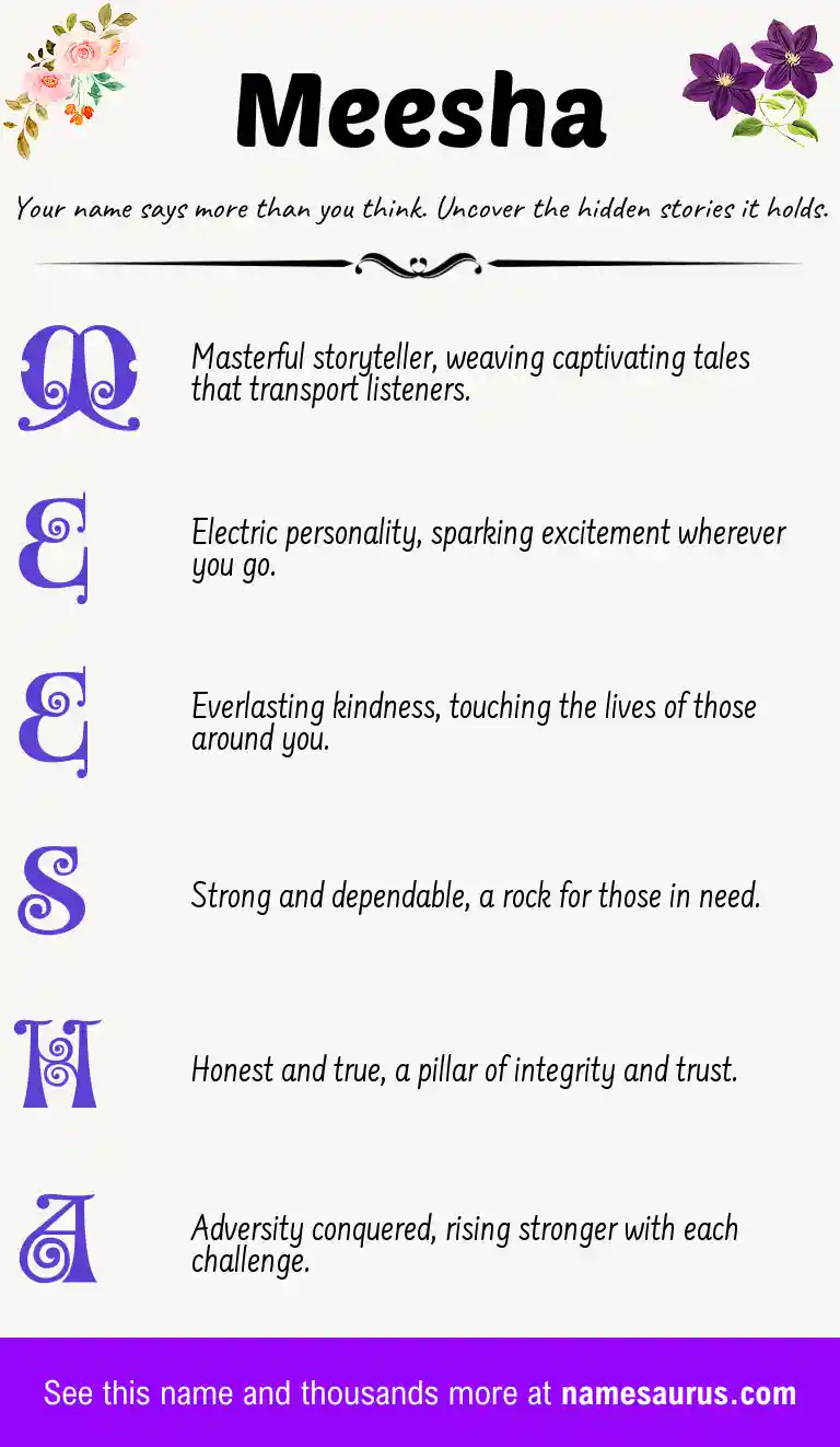 Acrostic poem about Meesha.