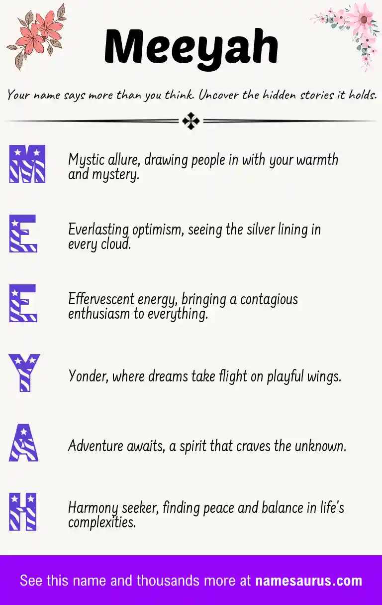 Acrostic poem about Meeyah.