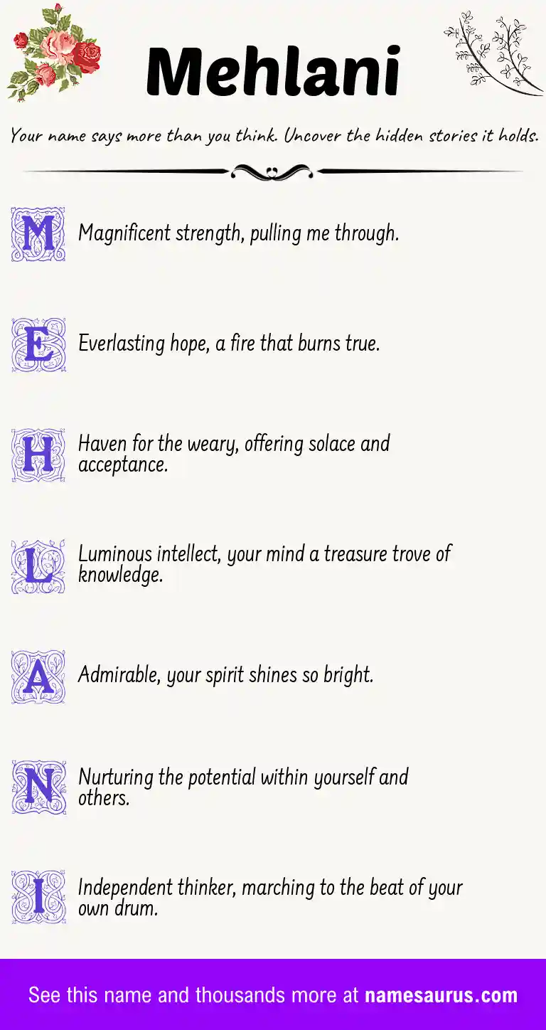 Acrostic poem about Mehlani.