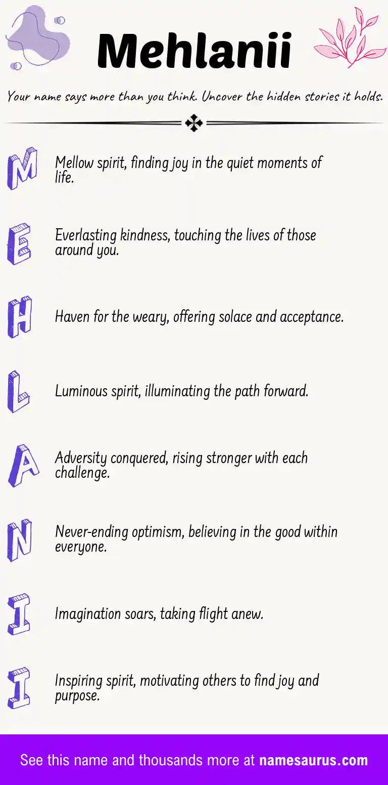 Acrostic poem about Mehlanii.