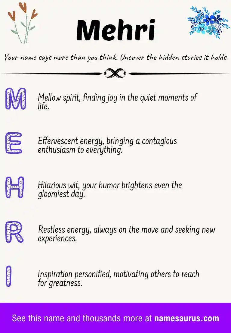 Acrostic poem about Mehri.