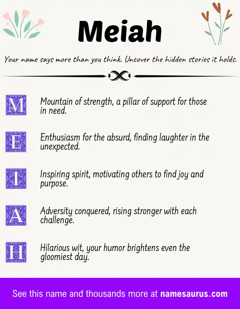 Acrostic poem about Meiah.
