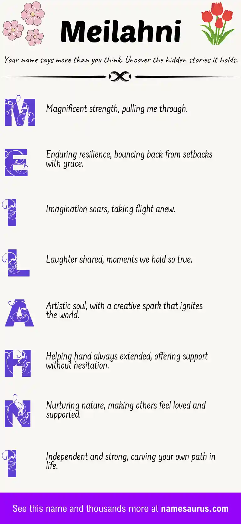 Acrostic poem about Meilahni.