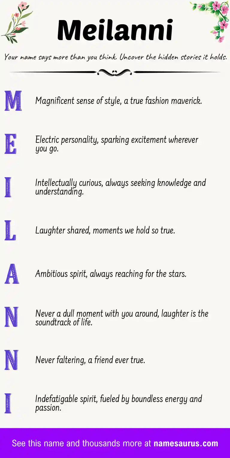Acrostic poem about Meilanni.