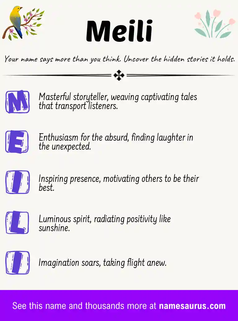 Acrostic poem about Meili.