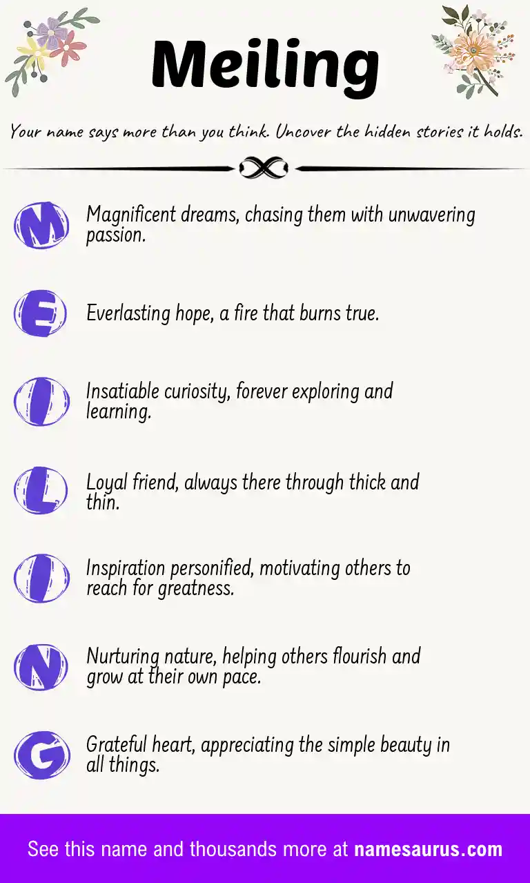 Acrostic poem about Meiling.