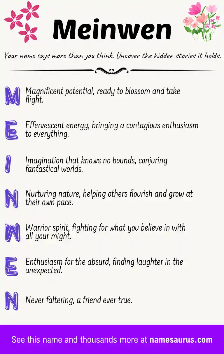 Acrostic poem about Meinwen.