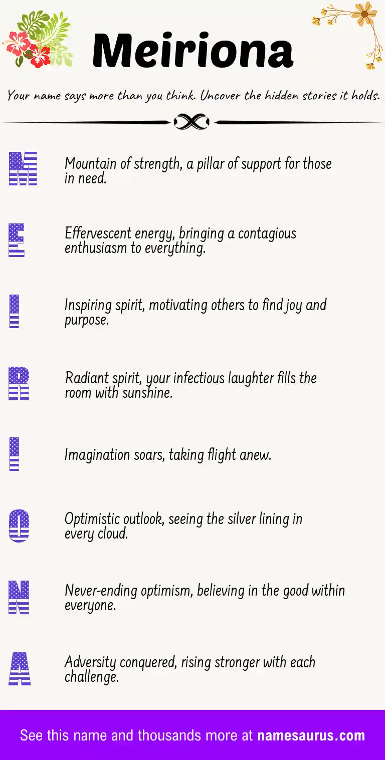 Acrostic poem about Meiriona.