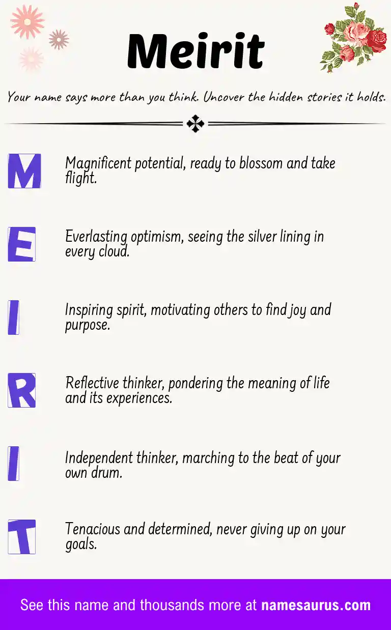 Acrostic poem about Meirit.