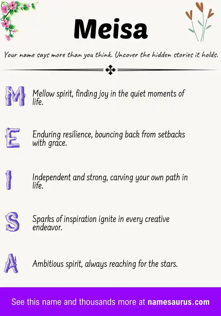 Acrostic poem about Meisa.