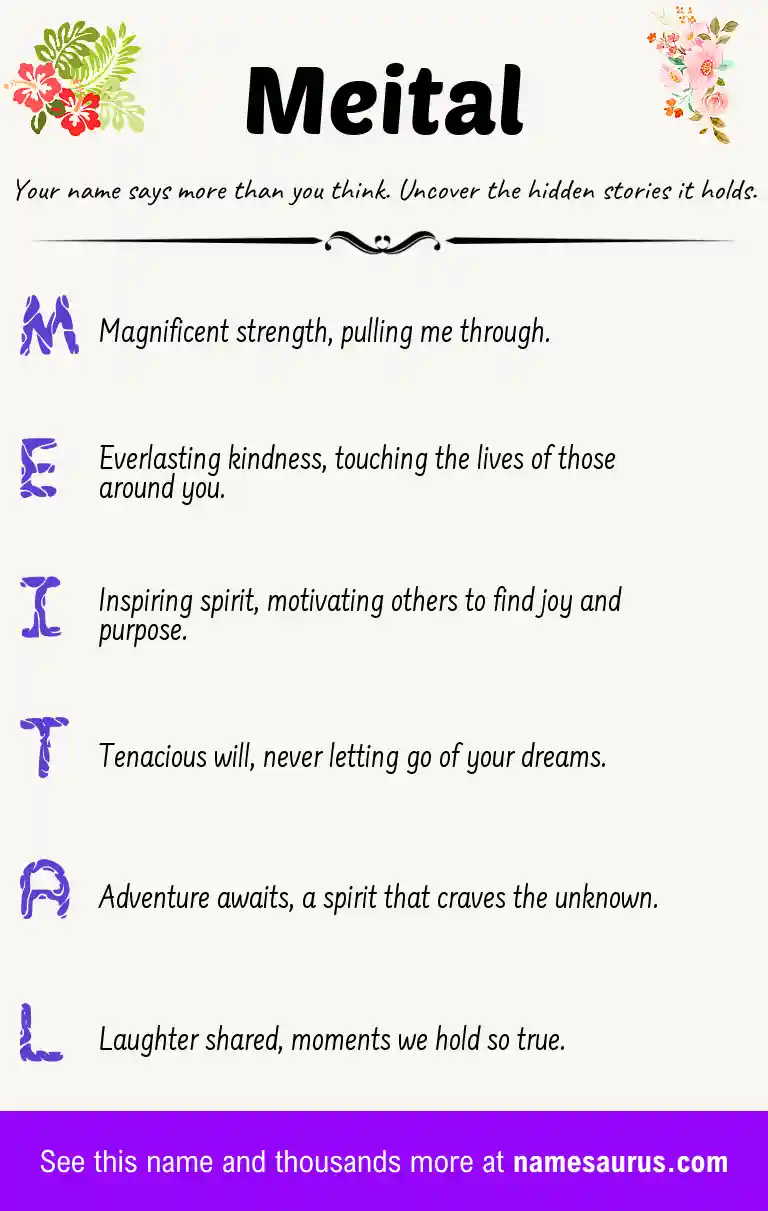 Acrostic poem about Meital.
