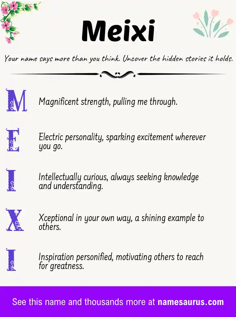 Acrostic poem about Meixi.