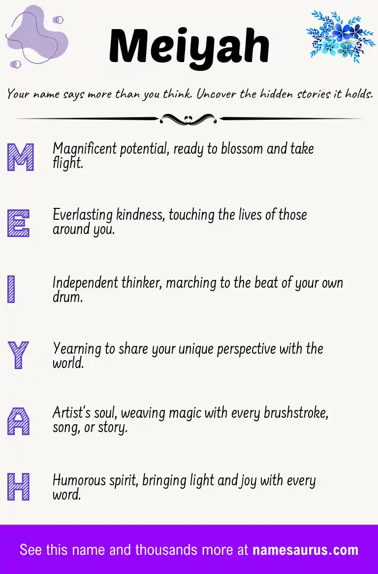 Acrostic poem about Meiyah.