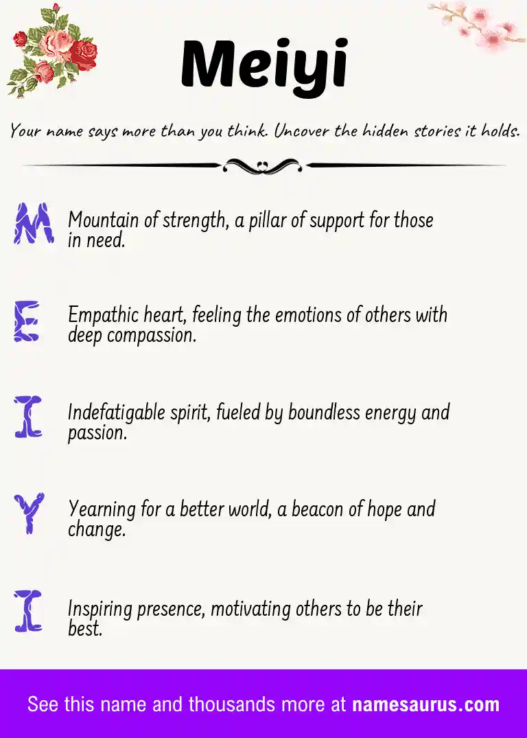 Acrostic poem about Meiyi.