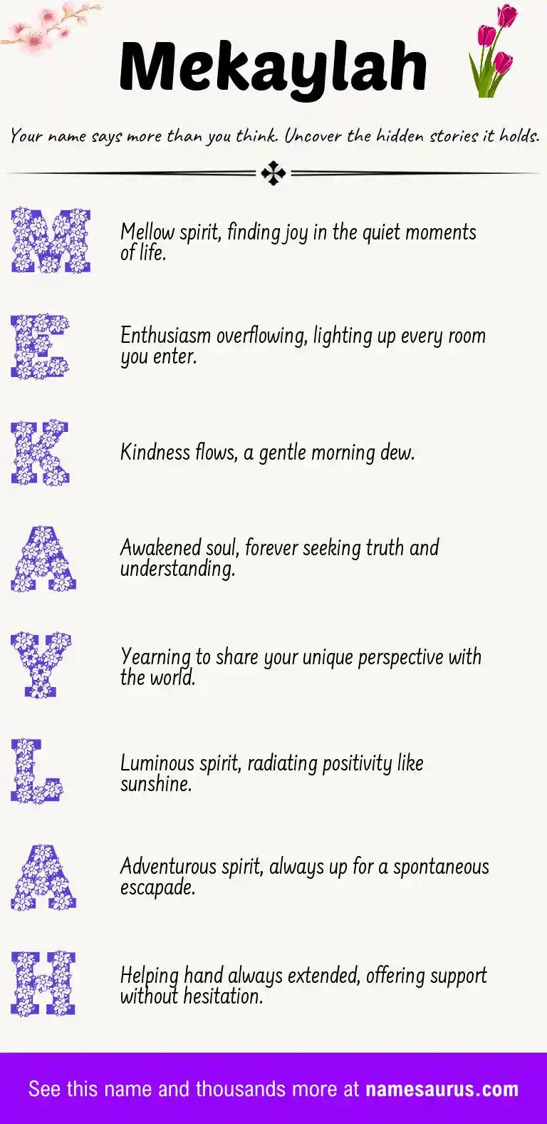 Acrostic poem about Mekaylah.