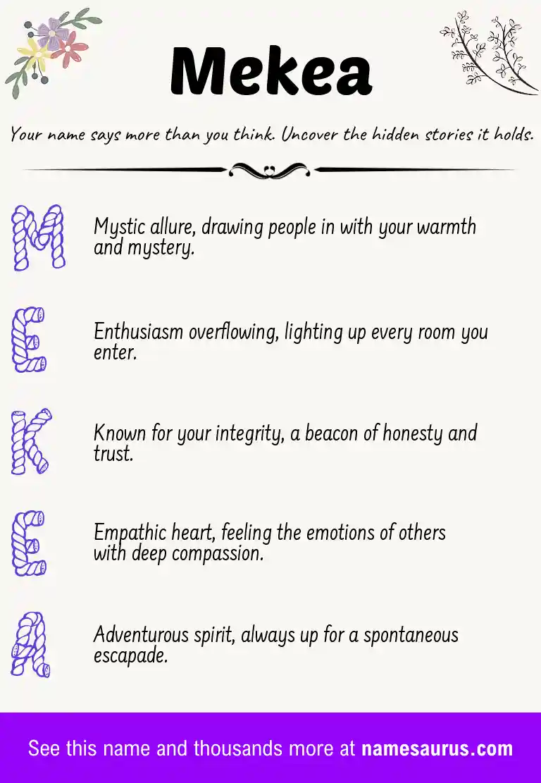 Acrostic poem about Mekea.