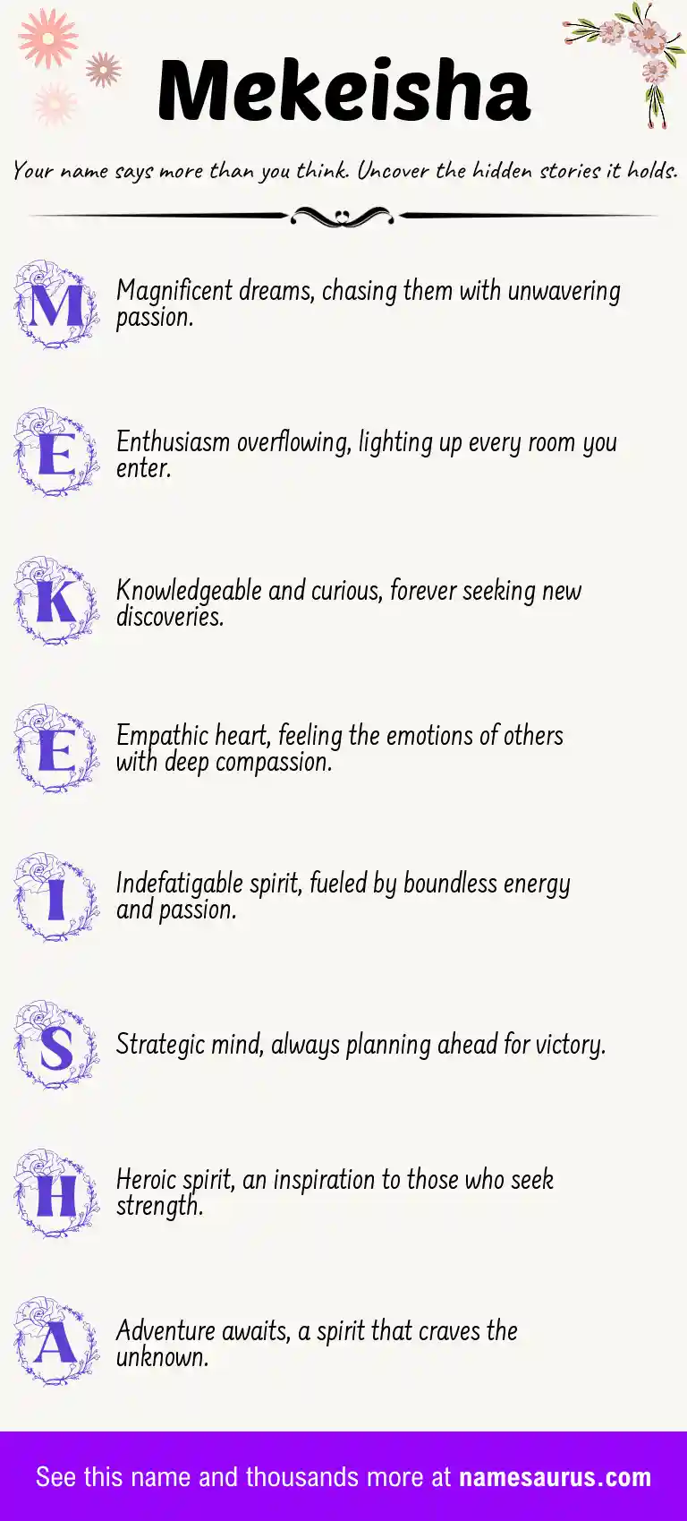 Acrostic poem about Mekeisha.