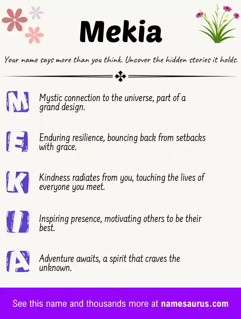 Acrostic poem about Mekia.