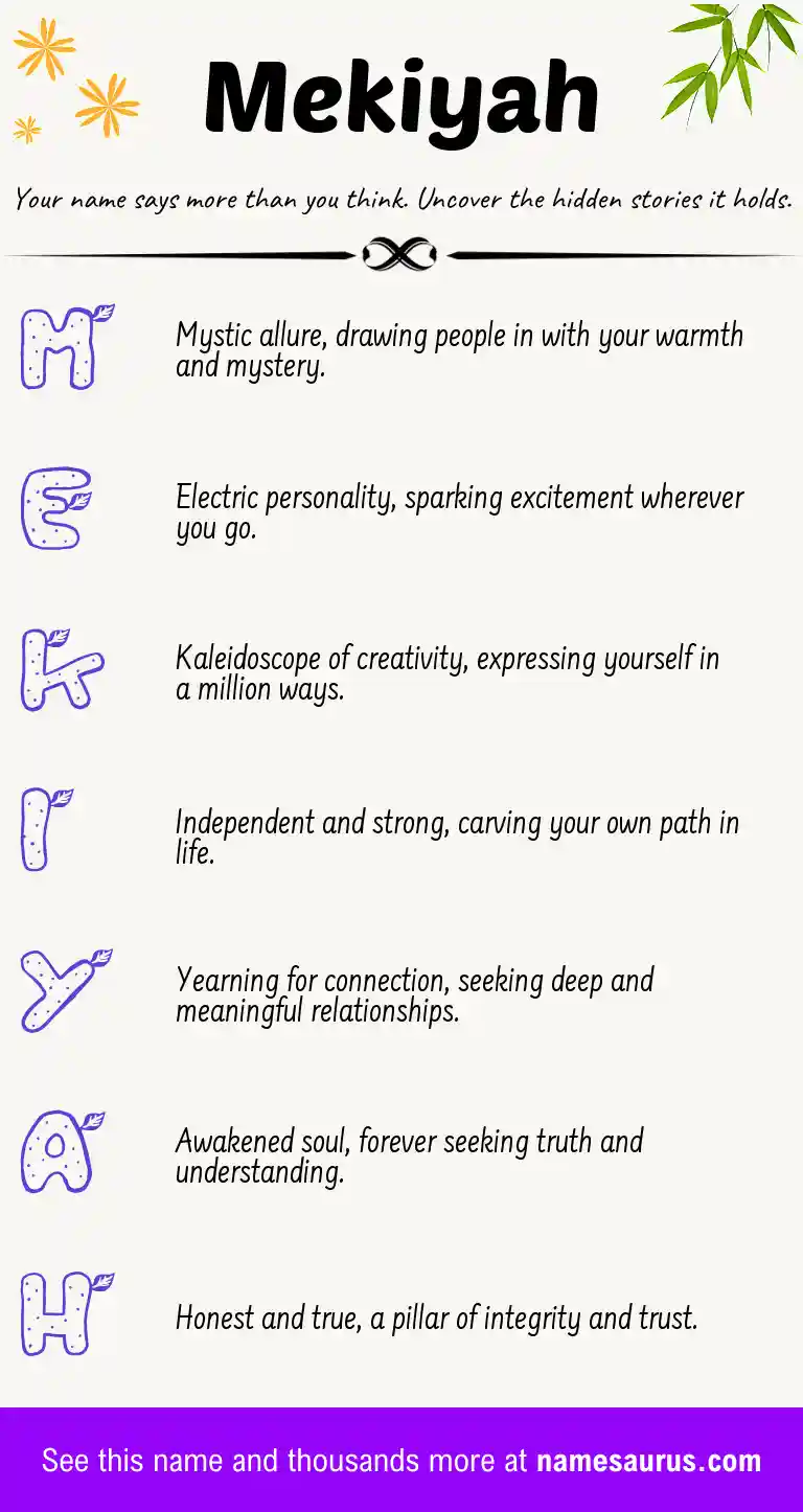 Acrostic poem about Mekiyah.