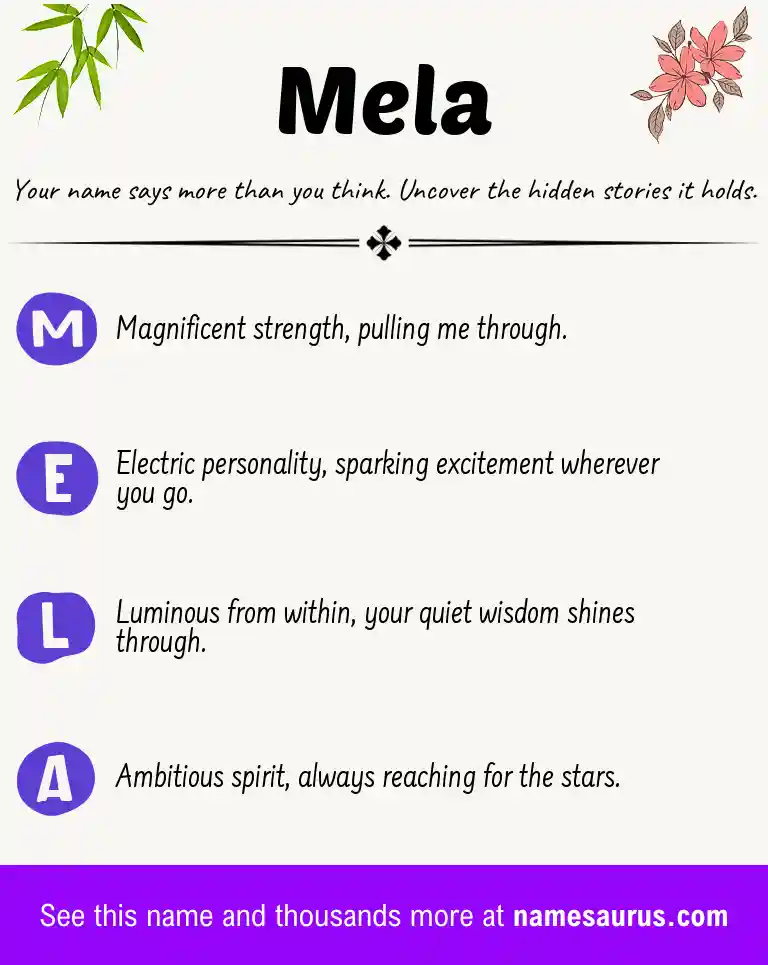 Acrostic poem about Mela.