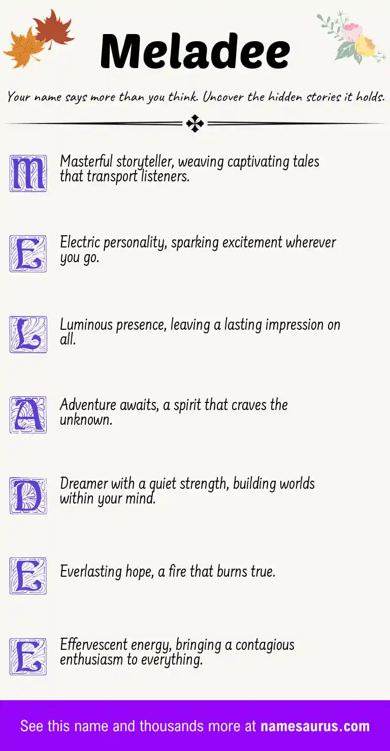 Acrostic poem about Meladee.