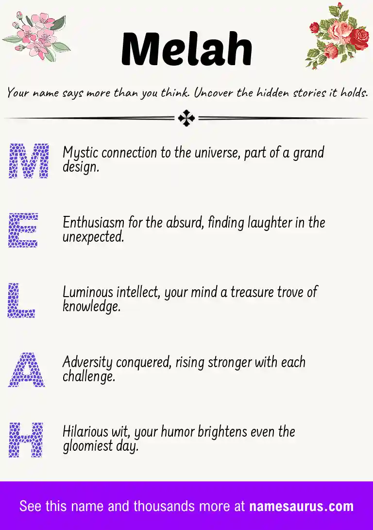 Acrostic poem about Melah.