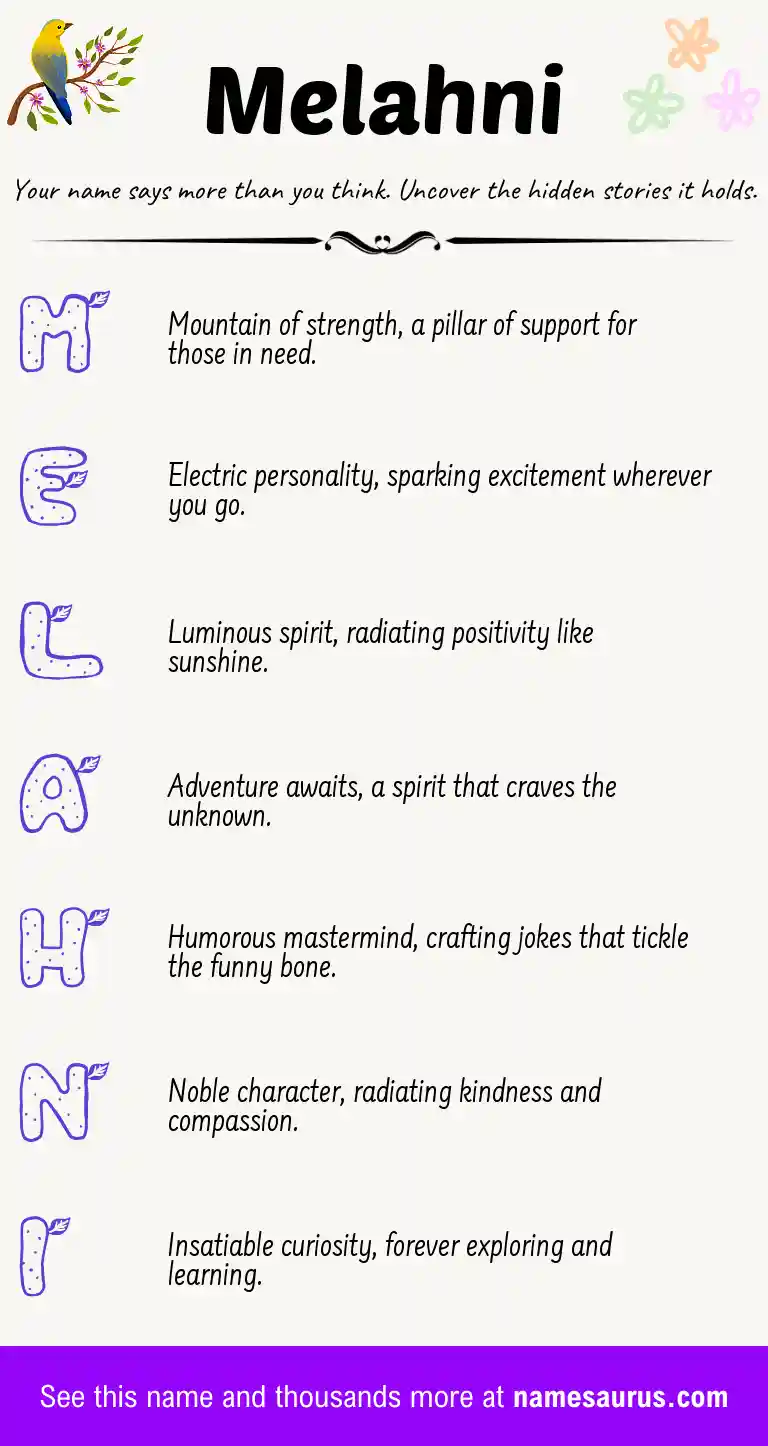 Acrostic poem about Melahni.